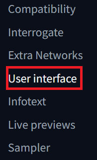 User interface